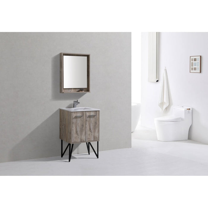KubeBath Bosco Modern Bathroom Vanity with Quartz Countertop and Matching Mirror KubeBath