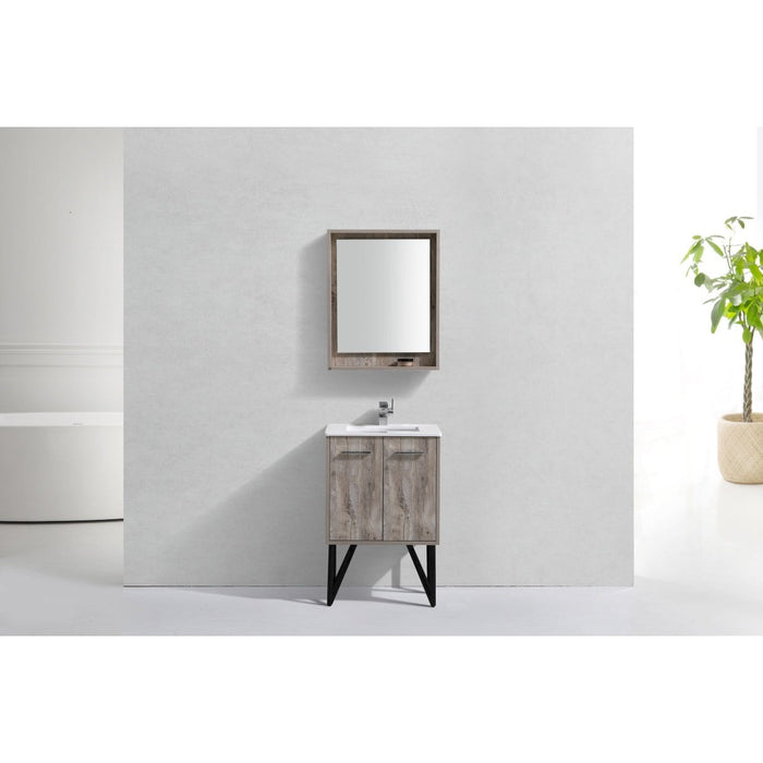KubeBath Bosco Modern Bathroom Vanity with Quartz Countertop and Matching Mirror KubeBath
