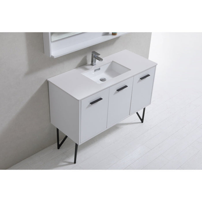KubeBath Bosco Modern Bathroom Vanity with Quartz Countertop and Matching Mirror KubeBath