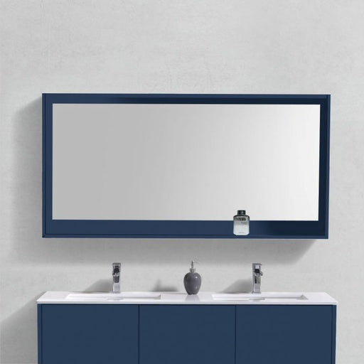 KubeBath Kube 70" Blue Finish Framed Mirror With Shelve KubeBath