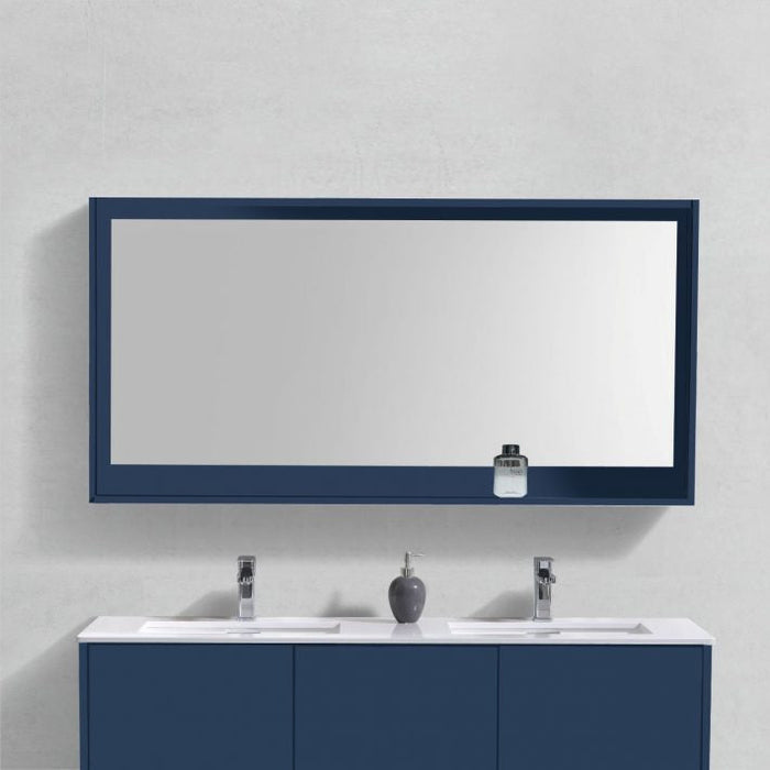 KubeBath Kube 70" Blue Finish Framed Mirror With Shelve KubeBath