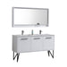 KubeBath Bosco 60" Double Sink Modern Bathroom Vanity with Quartz Countertop and Matching Mirror KubeBath