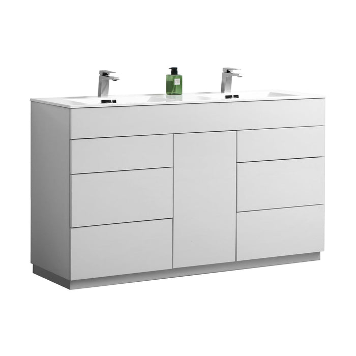 KubeBath Milano 60" Double Sink Modern Bathroom Vanity KubeBath