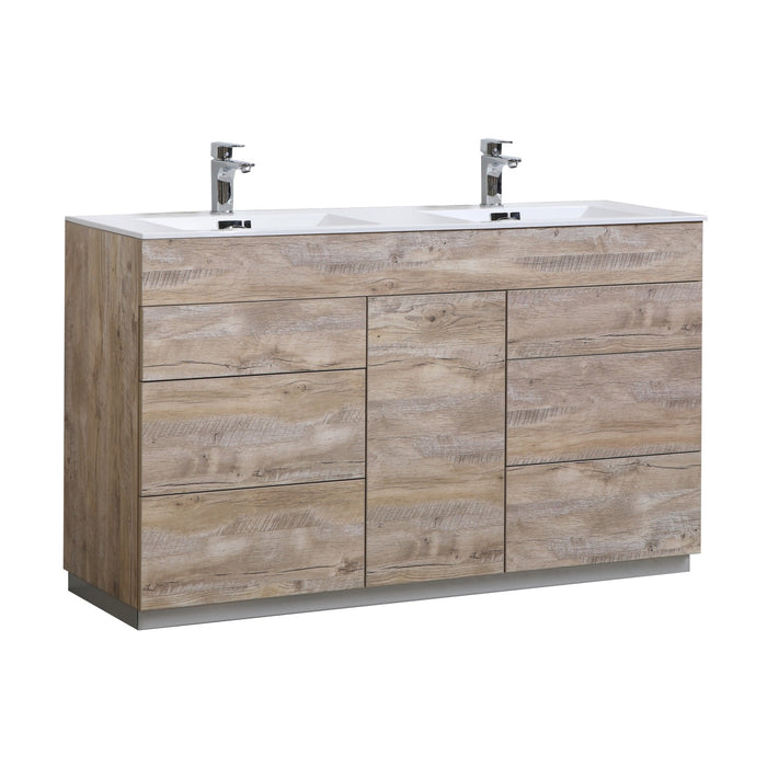 KubeBath Milano 60" Double Sink Modern Bathroom Vanity KubeBath