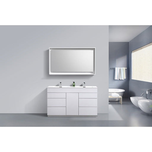 KubeBath Milano 60" Double Sink Modern Bathroom Vanity KubeBath