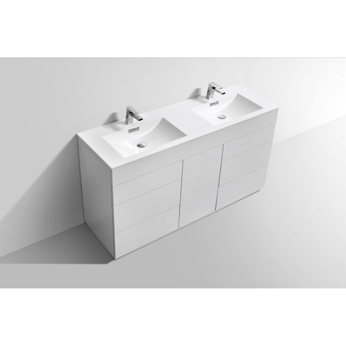 KubeBath Milano 60" Double Sink Modern Bathroom Vanity KubeBath
