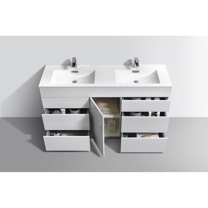KubeBath Milano 60" Double Sink Modern Bathroom Vanity KubeBath