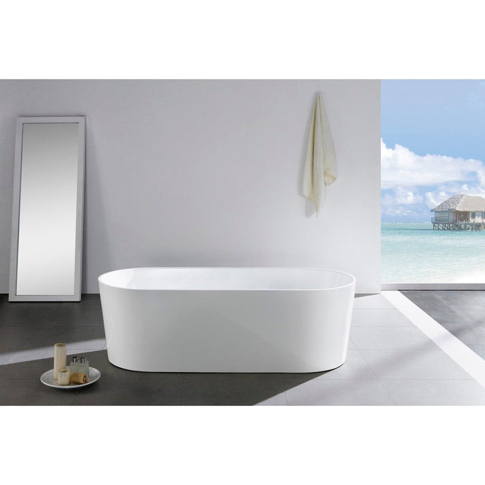 KubeBath Kube Ovale 67" White Free Standing Bathtub KubeBath