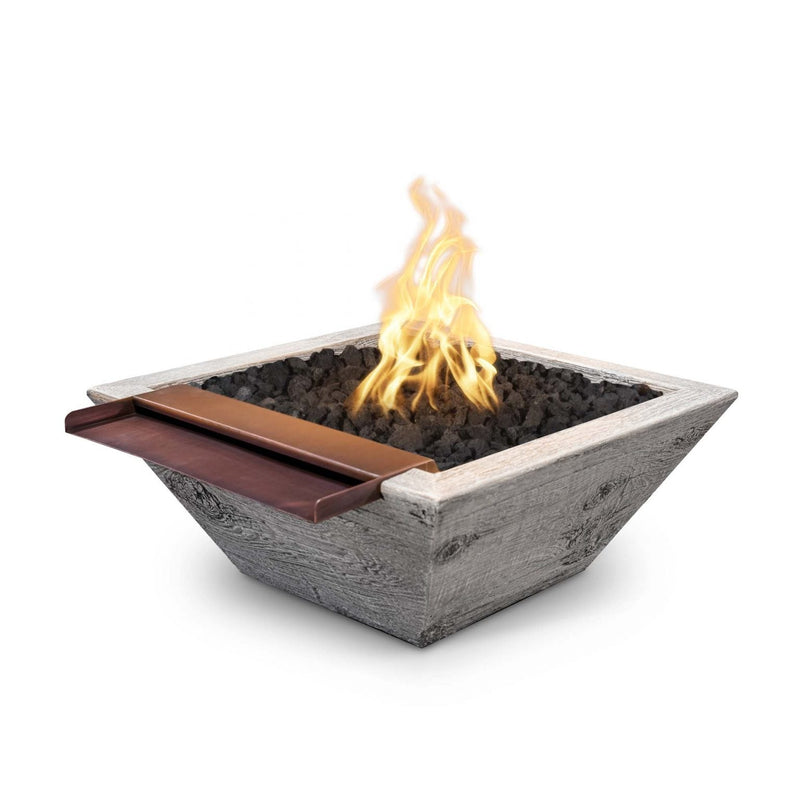 The Outdoor Plus Maya Fire & Water Bowl Wide Spill | Wood Grain Concrete