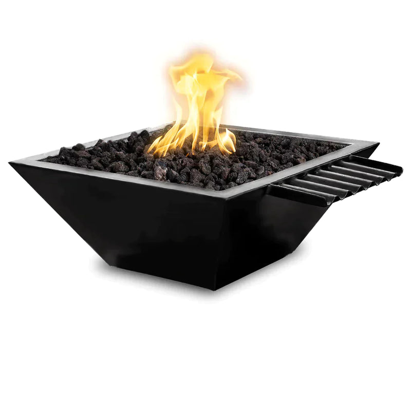 The Outdoor Plus 36" Maya Powder Coated Fire & Water Bowl Wave Scupper | Match Lit with Flame Sense