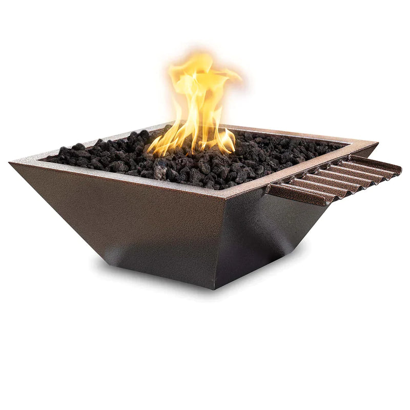 The Outdoor Plus 36" Maya Powder Coated Fire & Water Bowl Wave Scupper | Match Lit