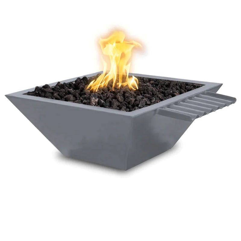The Outdoor Plus 30" Maya Powder Coated Fire & Water Bowl Wave Scupper | Match Lit