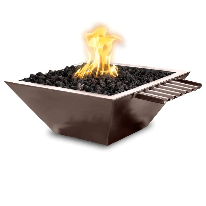 The Outdoor Plus 24" Maya Powder Coated Fire & Water Bowl Wave Scupper | Low Voltage Electronic Ignition