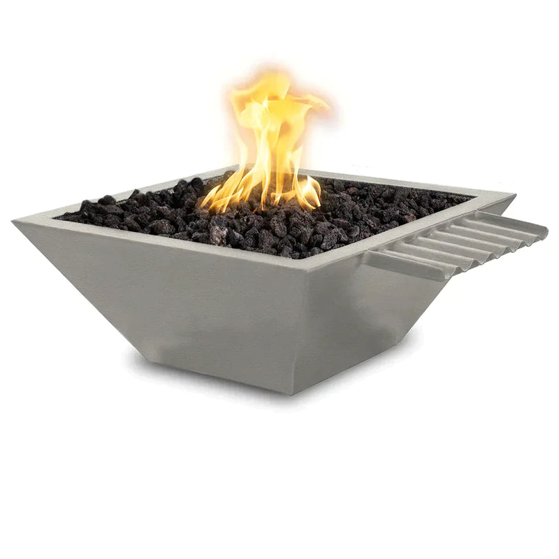 The Outdoor Plus 36" Maya Powder Coated Fire & Water Bowl Wave Scupper | Low Voltage Electronic Ignition