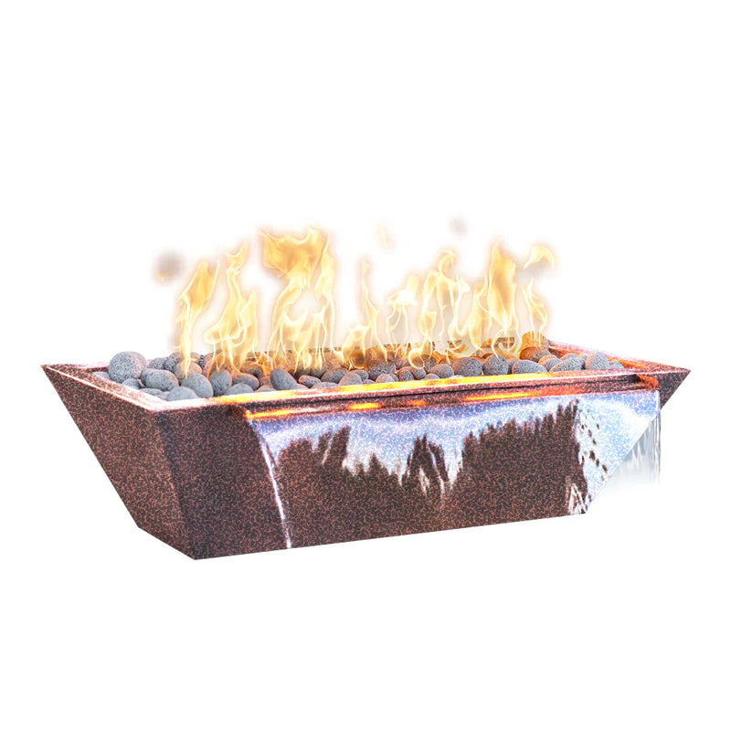 The Outdoor Plus 72" x 20" Linear Maya Powder Coat Fire and Water Bowl | Match Lit with Flame Sense