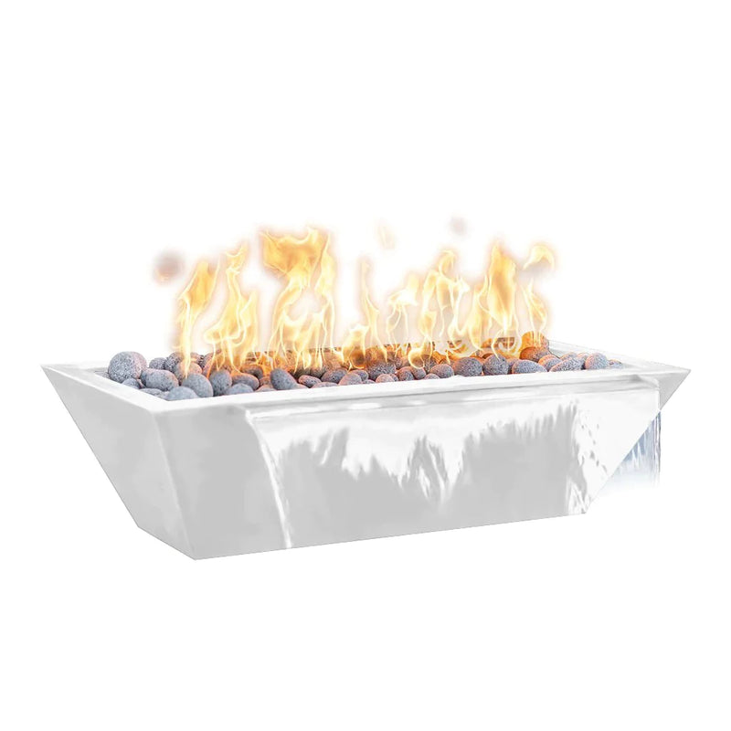 The Outdoor Plus 48" x 20" Linear Maya Powder Coat Fire and Water Bowl | Match Lit