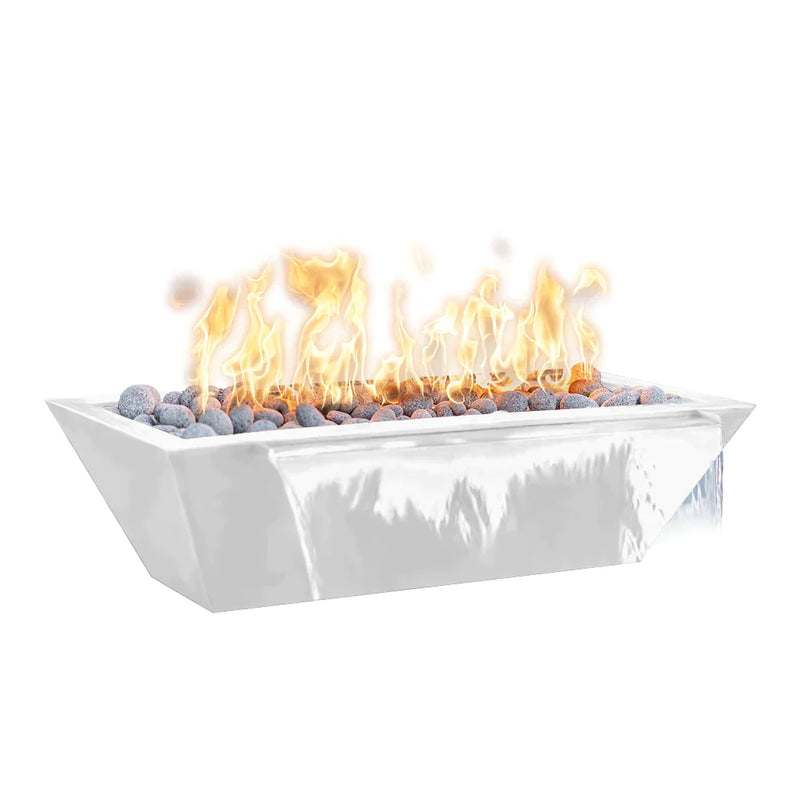 The Outdoor Plus 72" x 20" Linear Maya Powder Coat Fire and Water Bowl | Match Lit