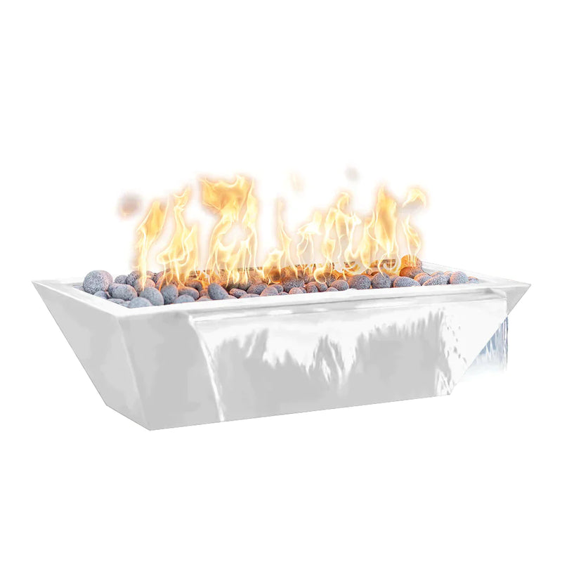 The Outdoor Plus 48" x 20" Linear Maya Powder Coat Fire and Water Bowl | Low Voltage Electric Ignition