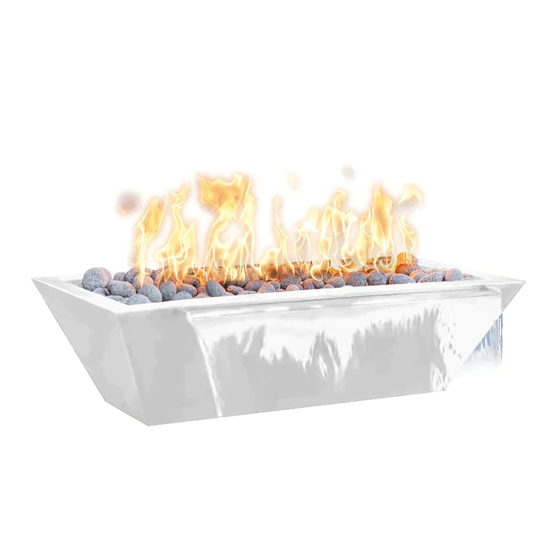 The Outdoor Plus 60" x 20" Linear Maya Powder Coat Fire and Water Bowl | Low Voltage Electric Ignition