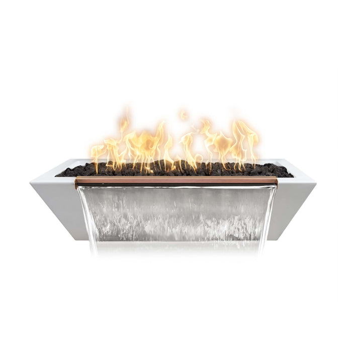 The Outdoor Plus 60" x 20" Linear Maya GFRC Fire & Water Bowl Low Voltage Electric Ignition | Liquid Propane The Outdoor Plus