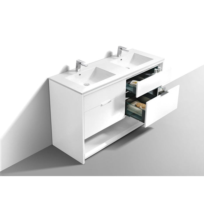 KubeBath Nudo 60" Double Sink Modern Bathroom Vanity KubeBath