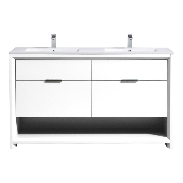 KubeBath Nudo 60" Double Sink Modern Bathroom Vanity KubeBath