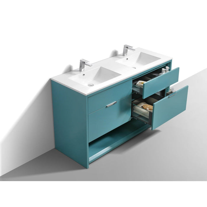 KubeBath Nudo 60" Double Sink Modern Bathroom Vanity KubeBath