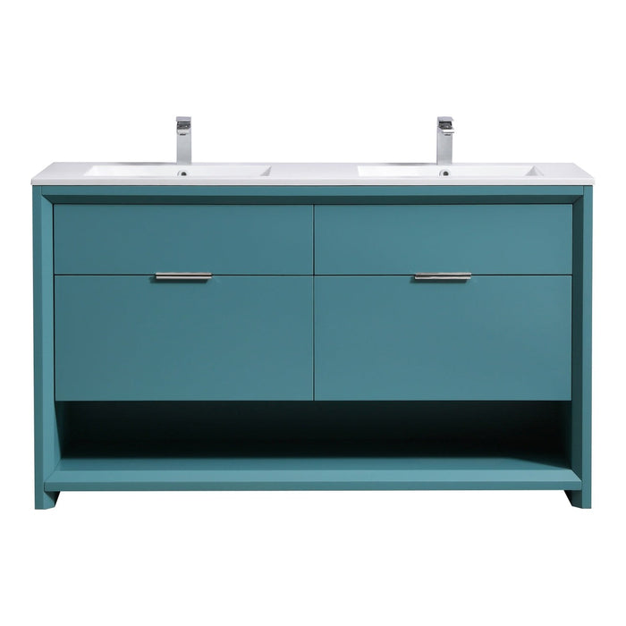KubeBath Nudo 60" Double Sink Modern Bathroom Vanity KubeBath