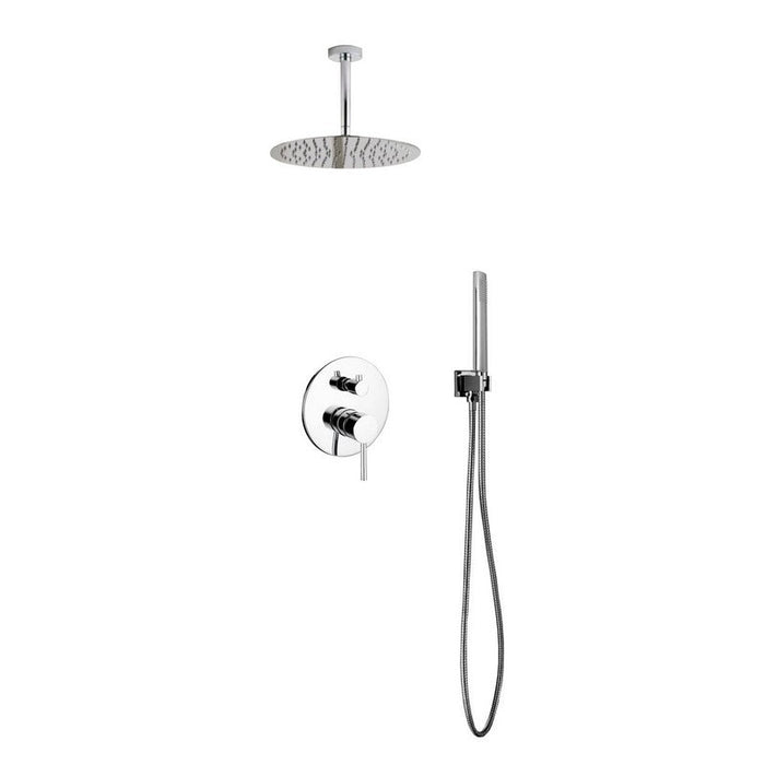 KubeBath Aqua Rondo Shower Set With Ceiling Mount, Rain Shower and Handheld KubeBath