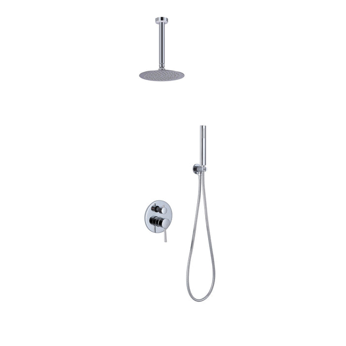 KubeBath Aqua Rondo Shower Set With Ceiling Mount, Rain Shower and Handheld KubeBath