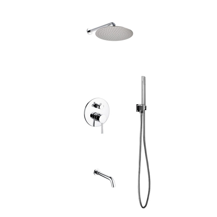 KubeBath Aqua Rondo Shower Set With Rain Shower, Handheld and Tub Filler KubeBath