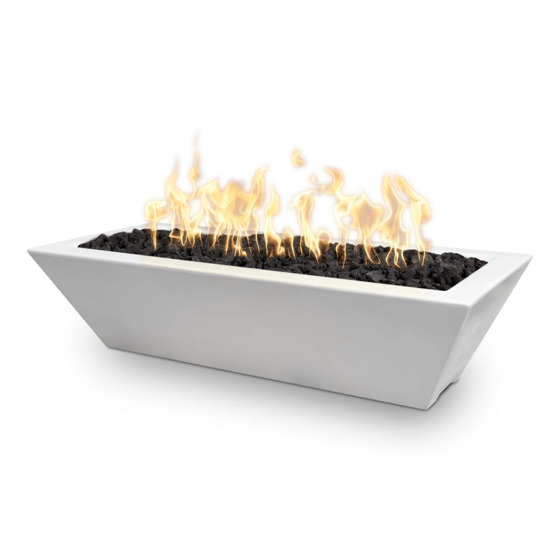 The Outdoor Plus 60" x 20" Linear Maya GFRC Fire Bowl Low Voltage Electronic Ignition | Liquid Propane