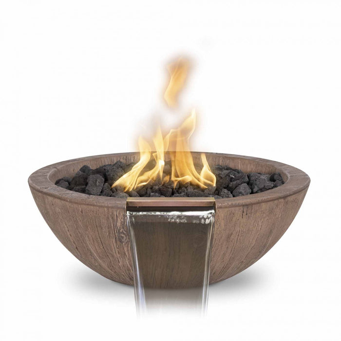 The Outdoor Plus 27" Sedona Fire & Water Bowl | Wood Grain Concrete The Outdoor Plus