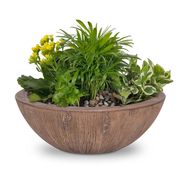 The Outdoor Plus 27" Sedona Planter Bowl | Wood Grain Concrete The Outdoor Plus