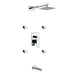 KubeBath Aqua Piazza Shower Set with Square Rain Shower, 4 Body Jets and Tub Filler KubeBath