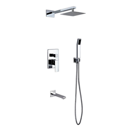 KubeBath Aqua Piazza Shower Set with Square Rain Shower, Tub Filler and Handheld KubeBath