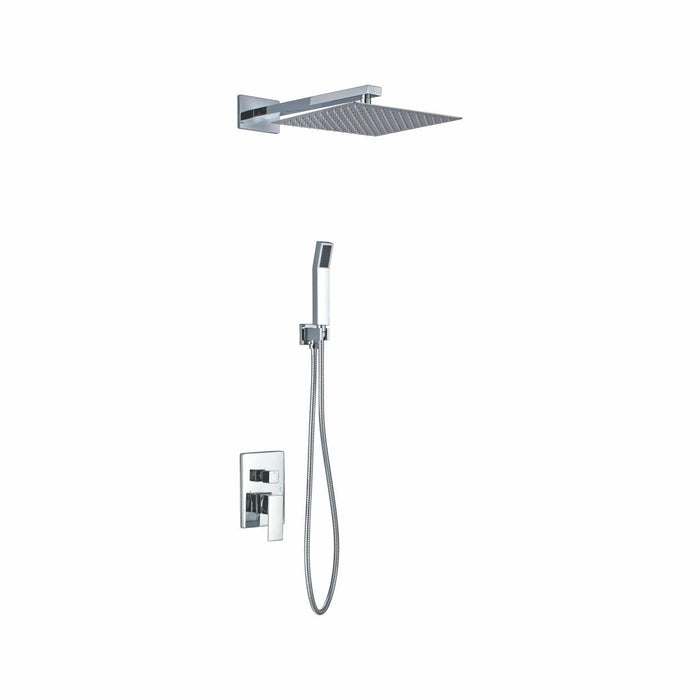 KubeBath Aqua Piazza Shower Set with Square Rain Shower and Handheld KubeBath