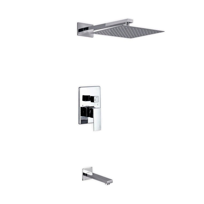 KubeBath Aqua Piazza Shower Set with Square Rain Shower and Tub Filler KubeBath