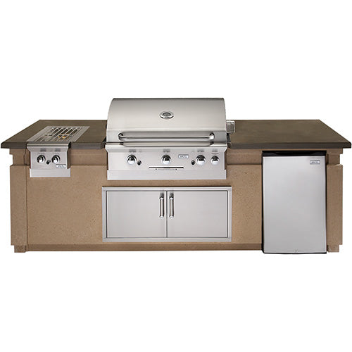 American Outdoor Grill 790 Pre Fabricated Island With Refrigerator Cut-out (Island Only) - Smoke Granite Counter Top
