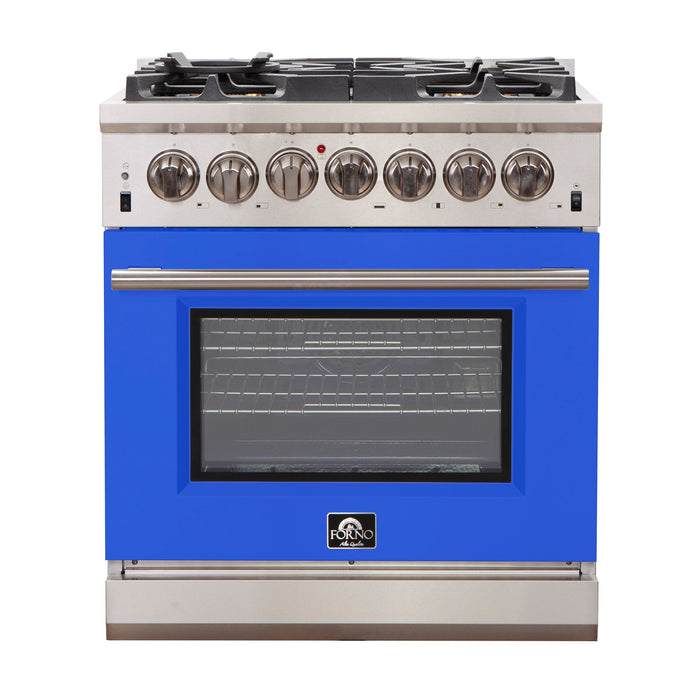 FORNO Capriasca - Titanium Professional 30" Freestanding Colored Door Gas Range FFSGS6260-30 FORNO