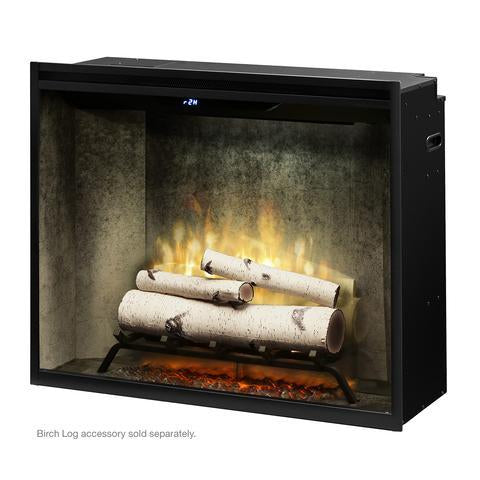 36" Revillusion Portrait Electric Firebox with Weathered Concrete Backer  (RBF36PWC) - angle view