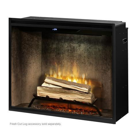 36" Revillusion Portrait Electric Firebox with Weathered Concrete Backer  (RBF36PWC) - side view