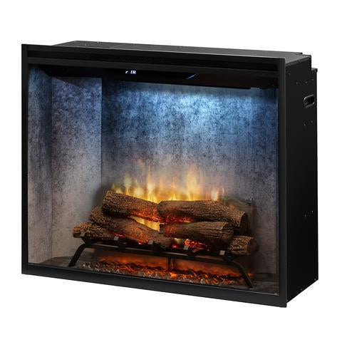36" Revillusion Portrait Electric Firebox with Weathered Concrete Backer  (RBF36PWC) - back view