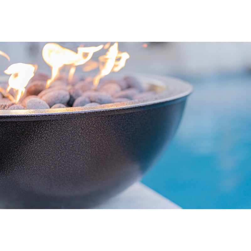 The Outdoor Plus 24" Maya Powder Coated Fire & Water Bowl Wave Scupper | Low Voltage Electronic Ignition