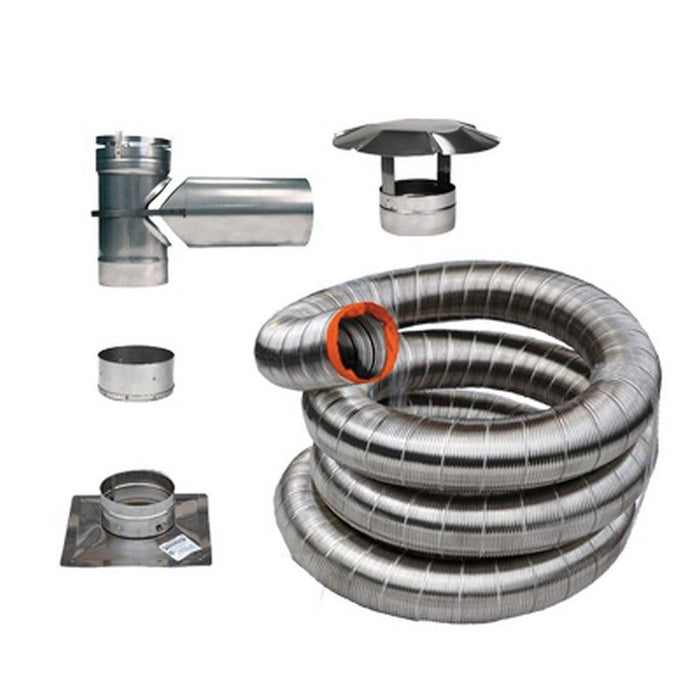 Drolet 6 Inch Ø X 35 Ft Vortex Stainless Flex Liner Kit For Wood Stove - VOLKA-635 Drolet
