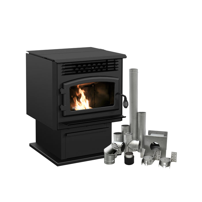 Drolet Eco-55 Pellet Stove With 3" Ground Floor Kit DP00070KVG Drolet