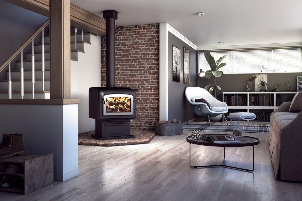 Drolet Escape 1800 Wood Stove - Brushed Nickel Door - DB03111 Drolet