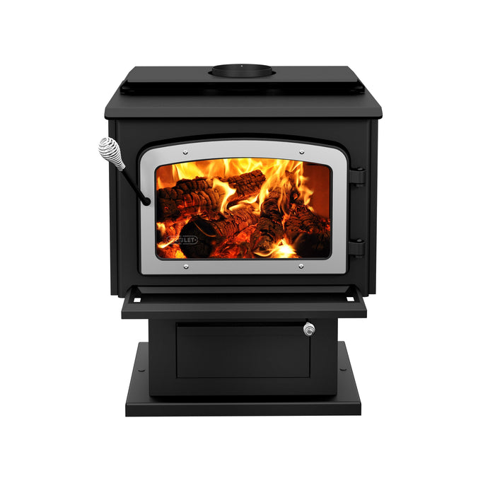 Drolet Escape 1800 Wood Stove - Brushed Nickel Door - DB03111 Drolet