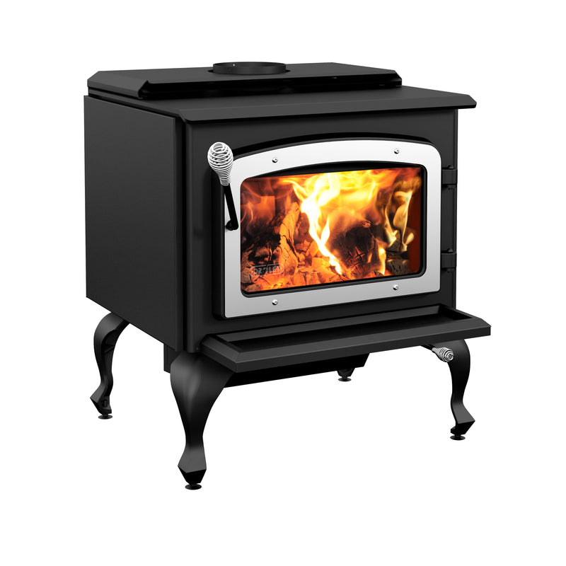 Drolet Escape 1800 Wood Stove on Legs & Brushed Nickel Door - DB03112