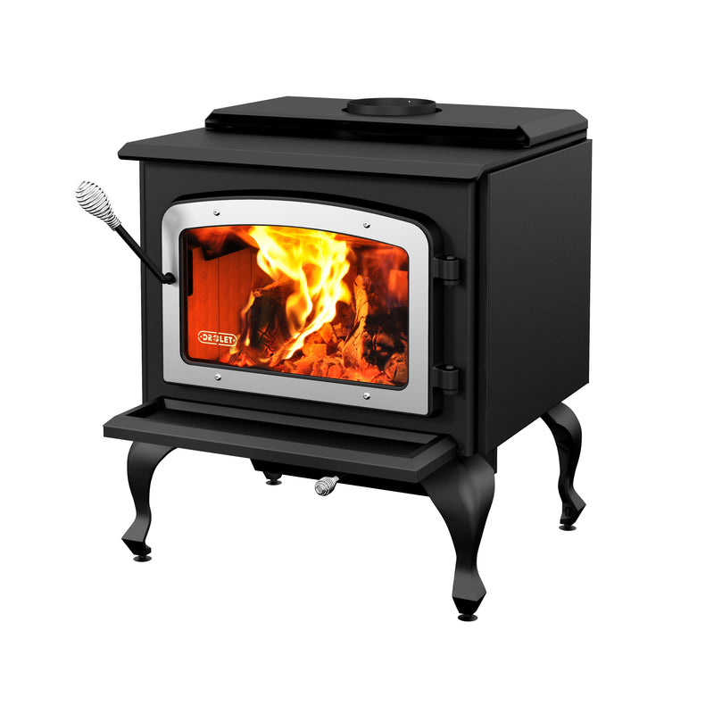 Drolet Escape 1800 Wood Stove on Legs & Brushed Nickel Door - DB03112